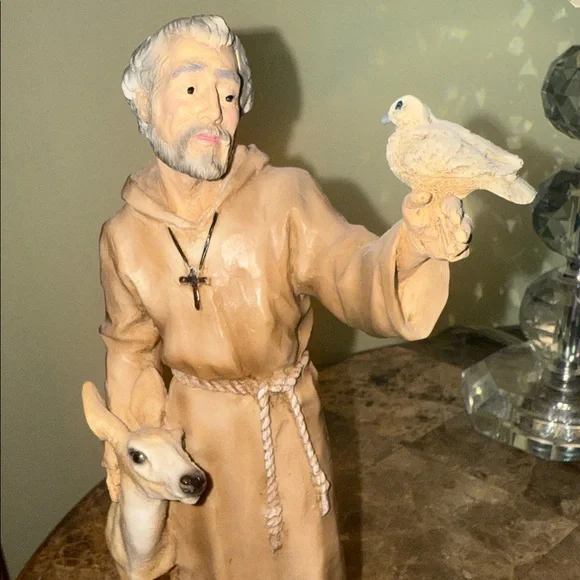 Italian Vintage Saint Francis of Assisi Castagna   Sculpture 1989 - Picture 11 of 13